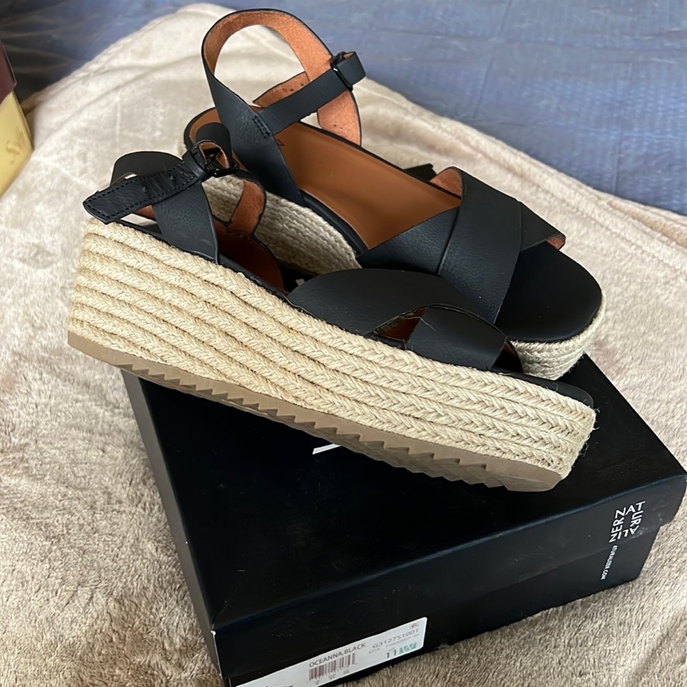 Naturalizer Espadrilles Sandals black 11 wide NIB